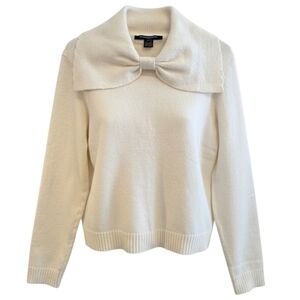 French Connection Ivory Bow Collar Sweater XS NWT Knit Pullover